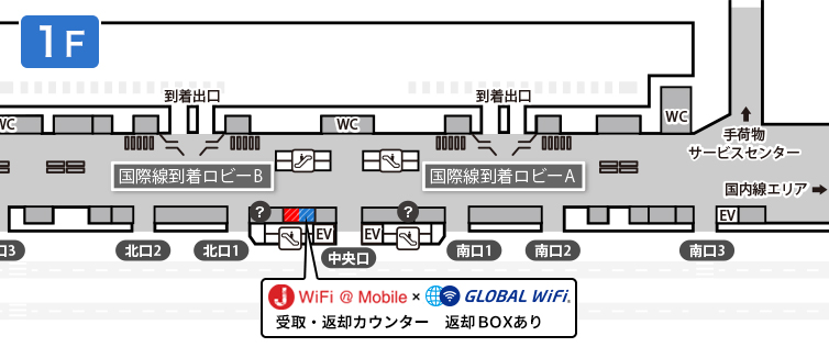 グローバルWiFi　成田空港第二1F受取・返却