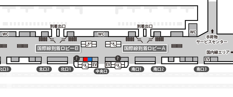 成田空港第2 国際線到着ロビー 受取・返却カウンターフロアマップ 