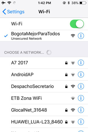 BogotaMejorParaTodosのネットワークに接続